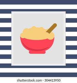 Icon of bowl with porridge and spoon