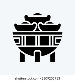 Icon Bowl. related to Chinese New Year symbol. glyph style. simple design editable