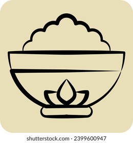 Icon Bowl. related to Chinese New Year symbol. hand drawn style. simple design editable. simple illustration