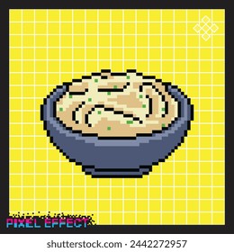 icon of a bowl of rice in pixel style