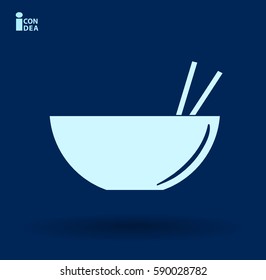 icon of the bowl for sushi with chopsticks