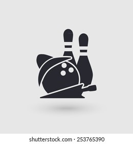 Icon bowling. Checking room bowling club. Pictogram pointer.  Vector illustration.