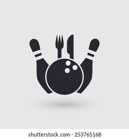 Icon bowling. Restaurant, cafe, catering place. Pictogram pointer. Vector illustration.