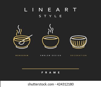 Icon bowls for food. Design for the menu of the restaurant and bar .
