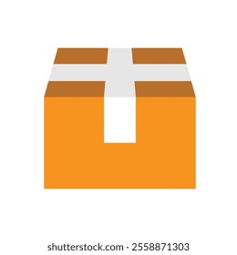 icon box. closed package, parcel box, cardboard box, gift box, shipping, ui and ux design sign icon symbol, colored flat design style. vector design