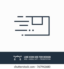 Icon box crate courier fast express delivery package graphic design single icon vector illustration