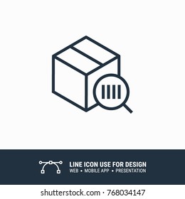 Icon box delivery barcode find  magnifier package search graphic design single icon vector illustration