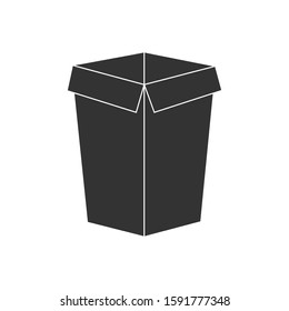  icon of the box with an open top. Isolated on white background in flat design style.