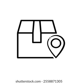 icon box. package location. closed, parcel box, cardboard box, gift box, delivery, symbol icon sign ui and ux design, line design style. vector design