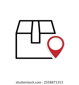 icon box. package location. closed, parcel box, cardboard box, gift box, delivery, symbol icon sign ui and ux design, mixed design style. vector design