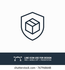 Icon Box package Protection packaging Shipping Delivery cardboard Business icon graphic design single icon vector illustration