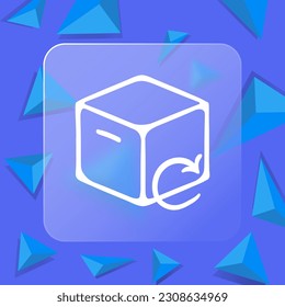 Icono de una caja. Embalaje, envío, almacenamiento, entrega, contenedor, logística. Concepto de comercio. Estilo de glasmorfismo. Icono de línea de vector para empresas