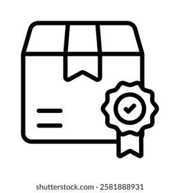 Icon of a box with a quality certification badge
