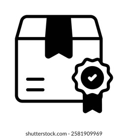 Icon of a box with a quality certification badge