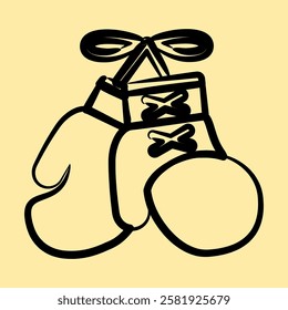 Icon boxing gloves. Traditional tattoo elements. Icon in hand drawn style.