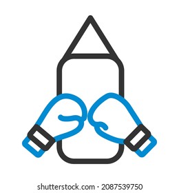 Icon Of Boxing Pear And Gloves. Bold outline design with editable stroke width. Vector Illustration.