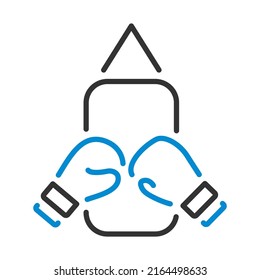Icon Of Boxing Pear And Gloves. Editable Bold Outline With Color Fill Design. Vector Illustration.