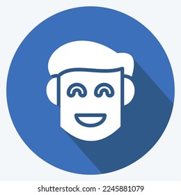 Icon Boy Friend. related to Valentine's Day symbol. long shadow style. simple design editable. simple illustration