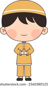 Icon of a boy wearing Islamic clothing, a symbol of steadfastness and obedience in living life with full respect and belief in religious teachings.