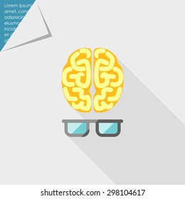Icon of brain with glasses 