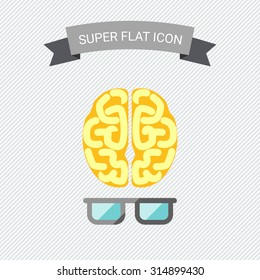 Icon of brain with glasses 