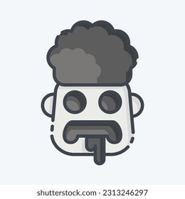 Icon Brain. related to Halloween symbol. doodle style. simple design editable. simple illustration