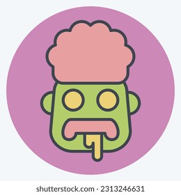 Icon Brain. related to Halloween symbol. color mate style. simple design editable. simple illustration