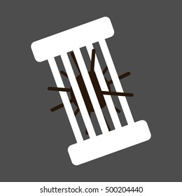 Icon of brain teaser - hedgehog in the cage. Isolated vector illustration.