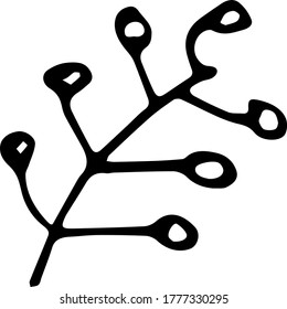 Icon with a branch. Hand-drawn vector illustration. It can be used in the design of postcards, posters, products for children, etc