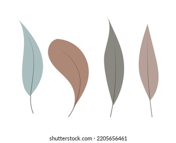 Icon branch with leafs decorative, Black and white leaves design,hand drew plant.natural line style vector illustration graphic design.