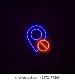 Icon brand to the Internet. Navigation symbol pointer. neon style..