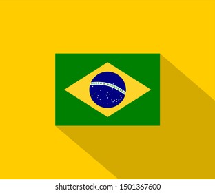 icon of brazil flag on yellow background. vector illustration