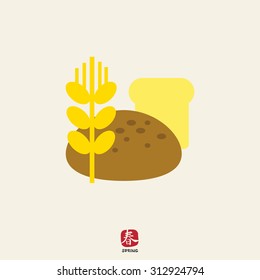 Icon of bread loaves and wheat ear