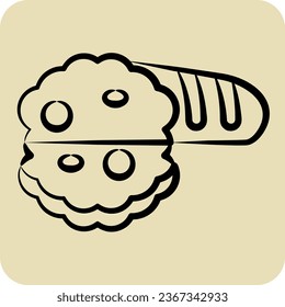 Pan de icono. relacionado con el símbolo del desayuno. estilo dibujado a mano. diseño simple editable. ilustración simple