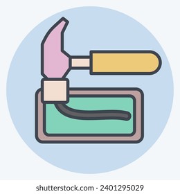 Icon Brick Hammer. related to Construction symbol. color mate style. simple design editable. simple illustration
