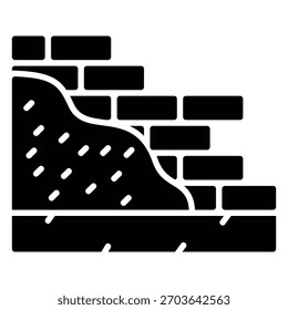 Icono de una pared de ladrillo con media capa de yeso