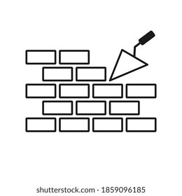 Icon of brick wall with trowel