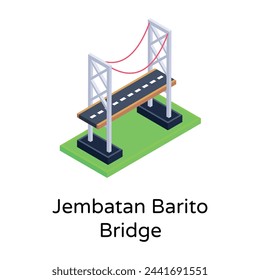 Icon of bridge in isometric design