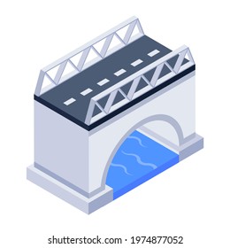 Icon of bridge in isometric style, editable vector 