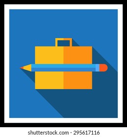 Icon of brief case and pencil