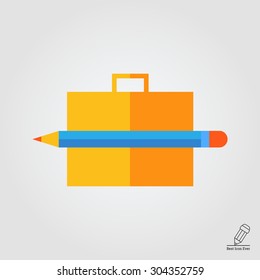 Icon of brief case and pencil
