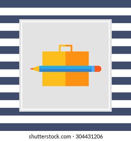Icon of brief case and pencil