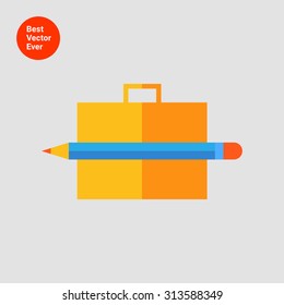 Icon of brief case and pencil