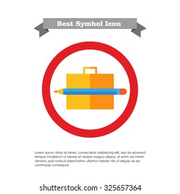 Icon of brief case and pencil