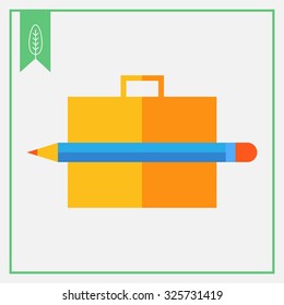 Icon of brief case and pencil