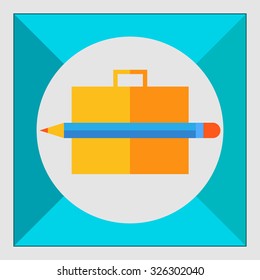 Icon of brief case and pencil
