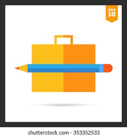 Icon of brief case and pencil