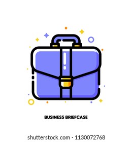 Icon of briefcase for business portfolio concept. Flat filled outline style. Pixel perfect 64x64. Editable stroke