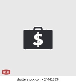 Icon briefcase. Dollar sign. Flat design style. Made vector illustration