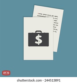 Icon briefcase. Dollar sign. Flat design style. Made vector illustration